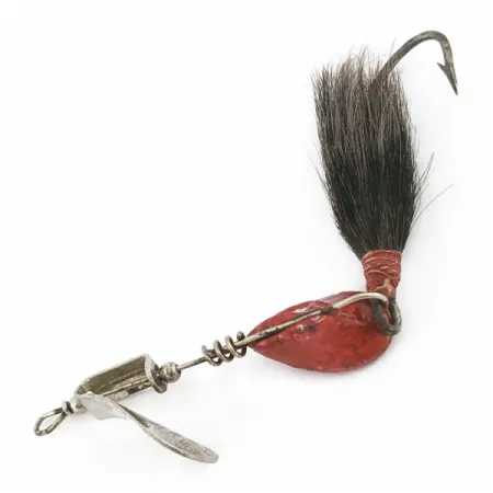 Vintage Max Weesners Casting Spinner, 1/2oz nickel/red spinning lure #24422