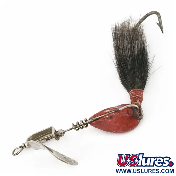 Vintage Max Weesners Casting Spinner, 1/2oz nickel/red spinning lure #24422