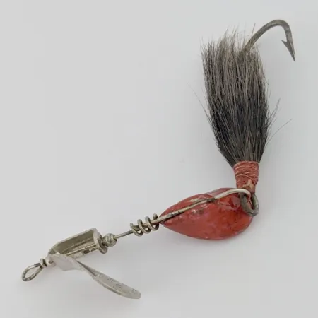 Vintage Max Weesners Casting Spinner, 1/2oz nickel/red spinning lure #24422