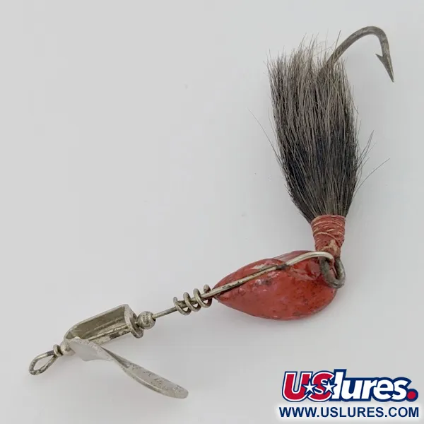 Vintage Max Weesners Casting Spinner, 1/2oz nickel/red spinning lure #24422