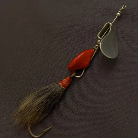 Vintage Max Weesners Casting Spinner, 1/2oz nickel/red spinning lure #24422