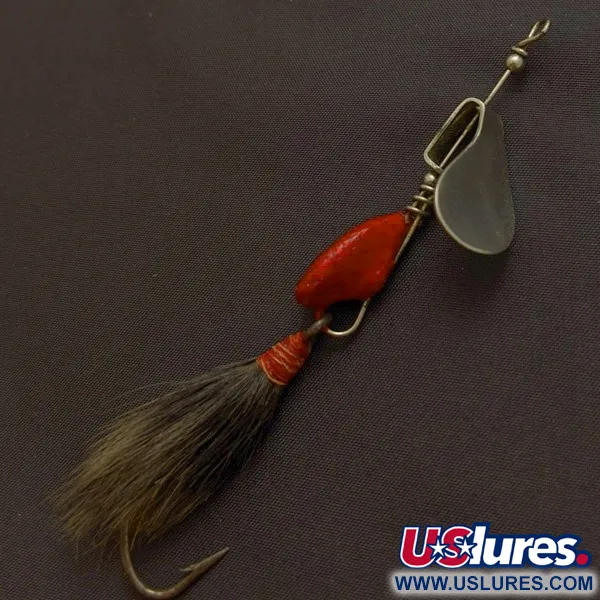 Vintage Max Weesners Casting Spinner, 1/2oz nickel/red spinning lure #24422