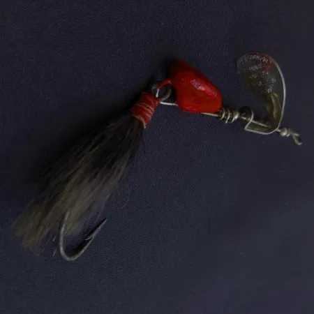 Vintage Max Weesners Casting Spinner, 1/2oz nickel/red spinning lure #24422