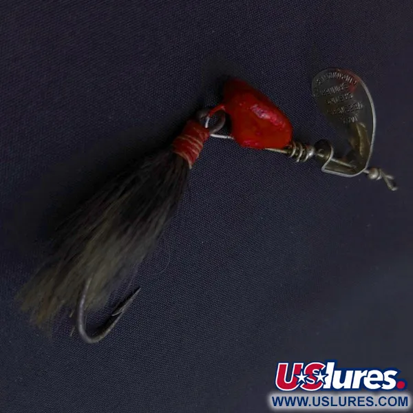 Vintage Max Weesners Casting Spinner, 1/2oz nickel/red spinning lure #24422