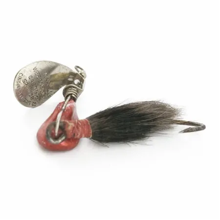 Vintage Max Weesners Casting Spinner, 1/2oz nickel/red spinning lure #24422