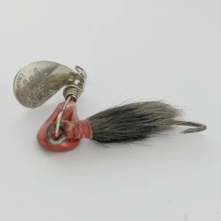 Vintage Max Weesners Casting Spinner, 1/2oz nickel/red spinning lure #24422