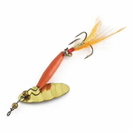 Vintage Worth #301 Spinner, Red Black Gold, Feathered Treble, #24436