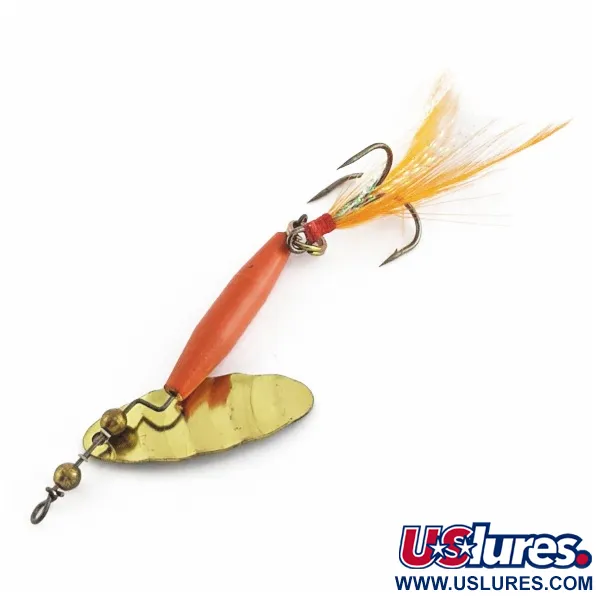 Vintage Worth #301 Spinner, Red Black Gold, Feathered Treble, #24436