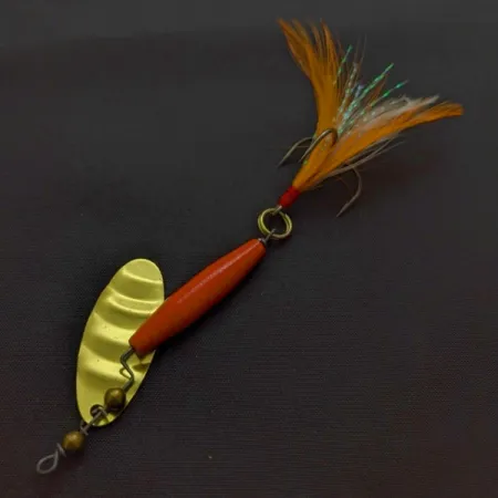 Vintage Worth #301 Spinner, Red Black Gold, Feathered Treble, #24436