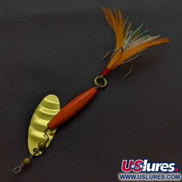 Vintage Worth #301 Spinner, Red Black Gold, Feathered Treble, #24436