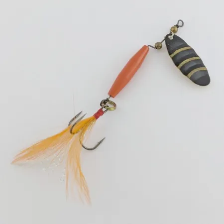 Vintage Worth #301 Spinner, Red Black Gold, Feathered Treble, #24436