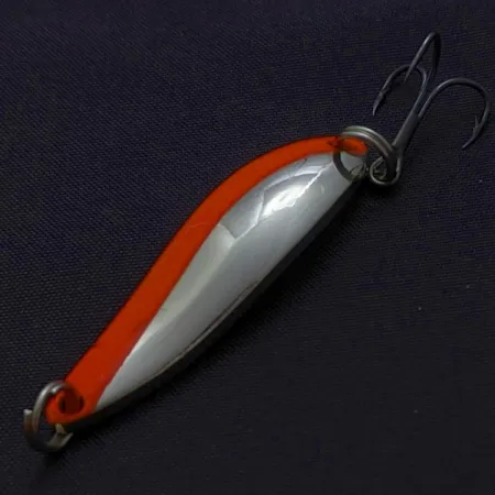 Vintage Acme Fiord Spoon, Nickel, Orange, 1/4 oz (7 g), Stamped, #24458