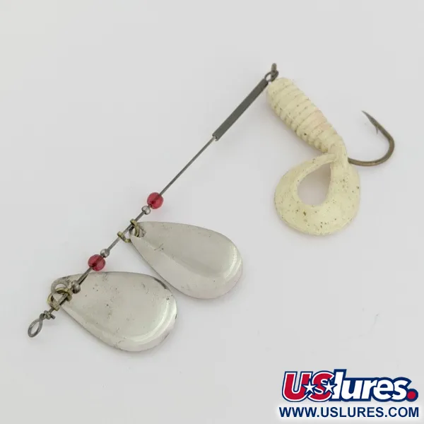 Worth Double Blade Spinner, Nickel, 3/16 oz (5 g), Grub Tail, #24502