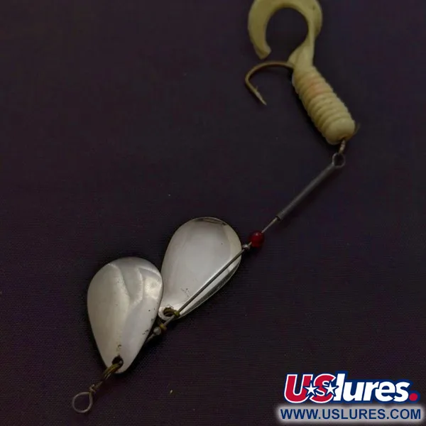 Worth Double Blade Spinner, Nickel, 3/16 oz (5 g), Grub Tail, #24502