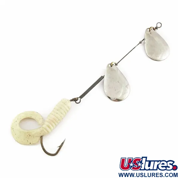 Worth Double Blade Spinner, Nickel, 3/16 oz (5 g), Grub Tail, #24502