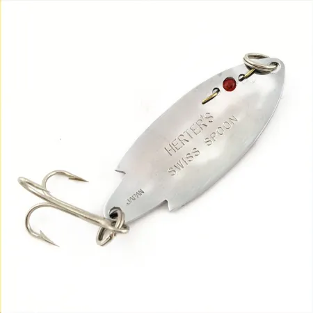 Herter's Swiss Spoon, Nickel, 1/4 oz (7 g), Red Bead Slot, #24721