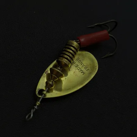 1960s Mepps Aglia 3, Brass, 1/4 oz (7 g), Red Hook Sleeve, #24752