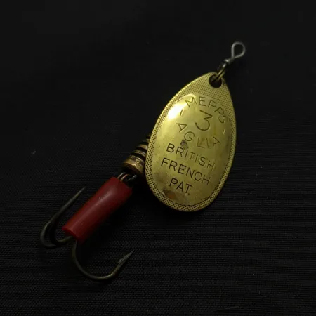 1960s Mepps Aglia 3, Brass, 1/4 oz (7 g), Red Hook Sleeve, #24752