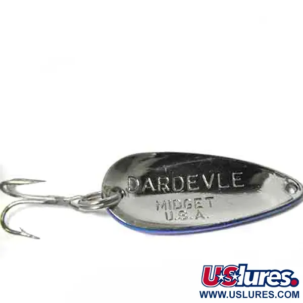 Vintage  Eppinger Dardevle Midget, 3/16oz Nickel / Blue fishing spoon #0001