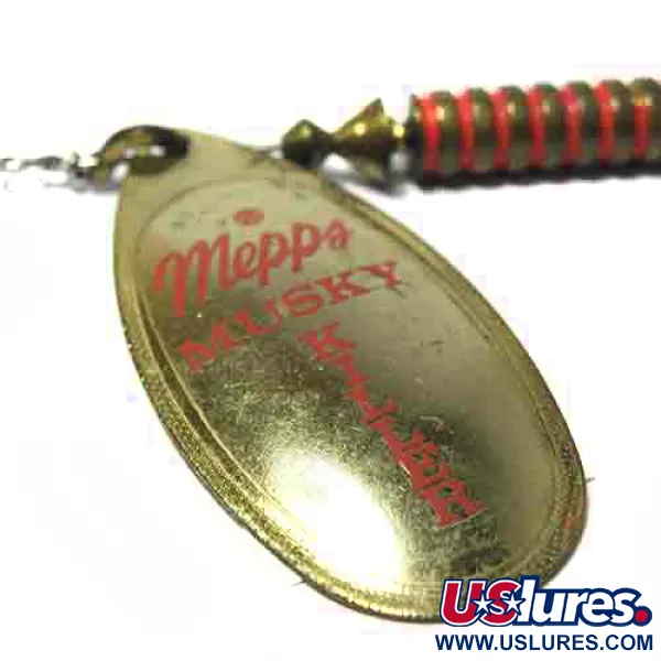 Vintage   Mepps Aglia 5 Musky Killer brass, 3/5oz Brass / Red spinning lure #0015