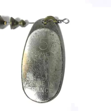 Vintage Mepps 5 Comet Mino, 3/4oz Gray / Steel spinning lure #0018