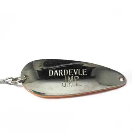 Vintage Eppinger Dardevle Imp, 2/5oz Orange / Red Triangle / Black dots fishing spoon #0019