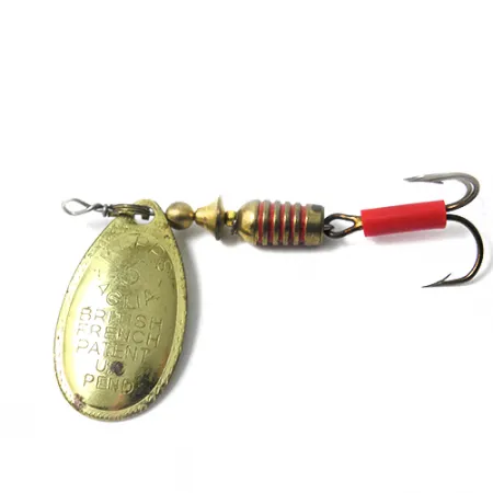 Vintage Mepps Aglia 2, 3/16oz Brass / Red spinning lure #0047