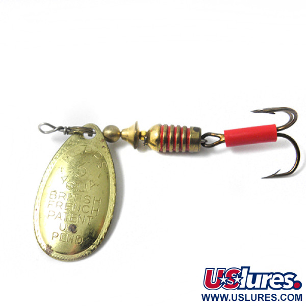 Vintage   Mepps Aglia 3, 1/4oz Brass / Red spinning lure #0048