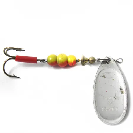 Vintage Mepps Aglia 4, 1/3oz Steel / Red spinning lure #0050