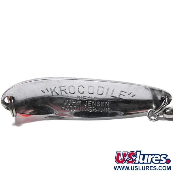Vintage Luhr Jensen Krocodile Die #4, 2/3oz Nickel / Hologram fishing spoon #0065