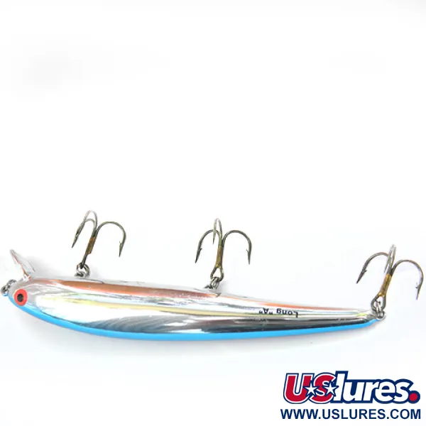 Vintage   Bomber Long A, 1/2oz Nickel / Blue / Red Eyes fishing lure #0080