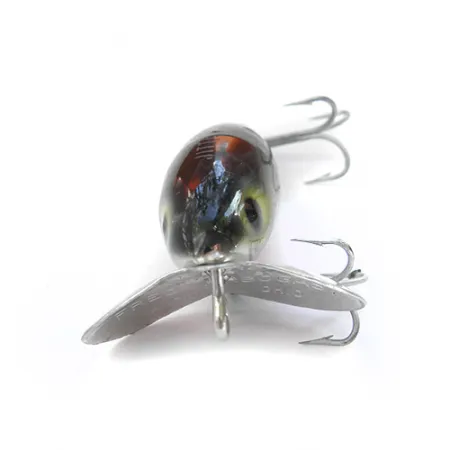 Vintage Fred Arbogast Jitterbug, 1/4oz Black / Nickel / Pink fishing lure #0085