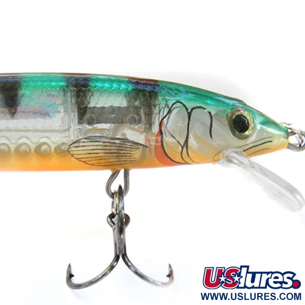 Vintage Rapala Husky Jerk, 2/5oz Semi-Transparent / Orange / Green / Black Stripes fishing lure #0088