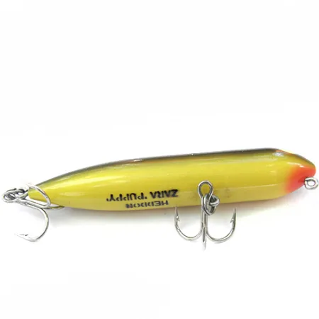 Vintage Heddon ZARA PUPPY, 1/4oz Yellow / Green fishing lure #0100