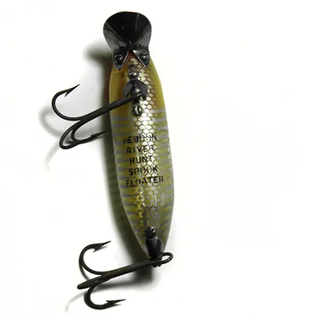 Vintage Heddon River Runt Spook floating, 2/5oz Yellow / Stripes fishing lure #0128