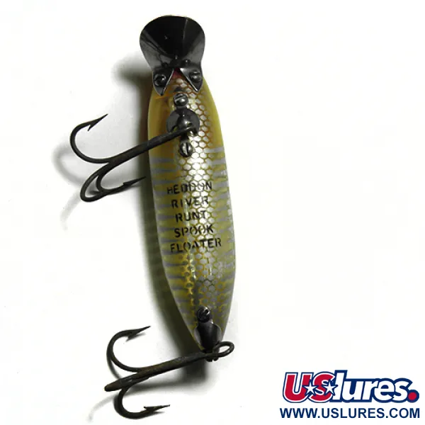 Vintage   Heddon River Runt Spook floating, 2/5oz Yellow / Stripes fishing lure #0128