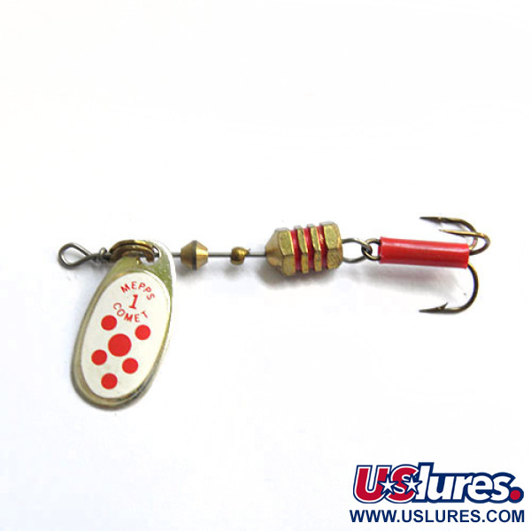 Vintage   Mepps Mepps Comet 1, 1/8oz Nickel / White / Red spinning lure #0148