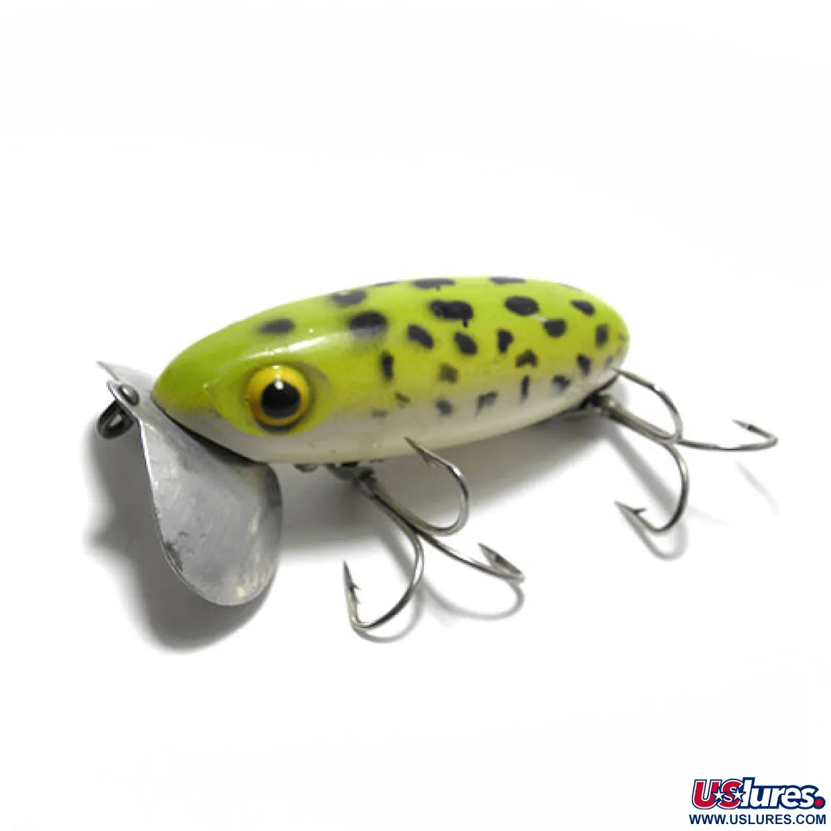 Vintage Fred Arbogast Jitterbug, 3/5oz Frog / Green / Black