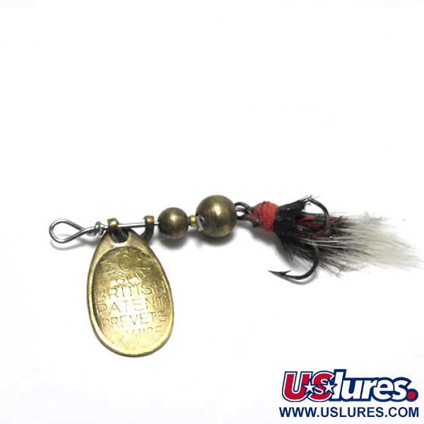 Vintage   Mepps Aglia 0 dressed (with tail), 3/32oz Brass spinning lure #0161