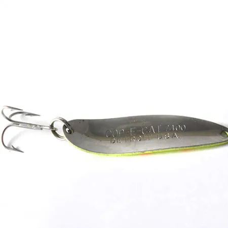 Vintage Eppinger Dardevle Cop-E-Cat, 1/2oz Fluorescent Green / Red fishing spoon #0165