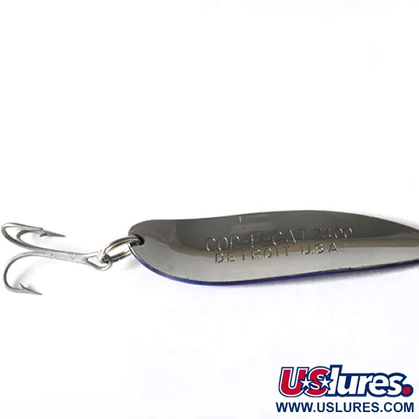Vintage Eppinger Dardevle Cop-E-Cat, 1/2oz Nickel / Blue fishing spoon #0170