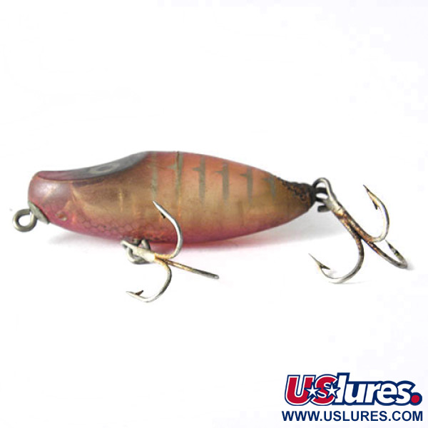 Vintage Heddon River Runt , 1/3oz Red / Yellow Stripes fishing lure #0173