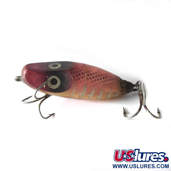 Vintage Heddon River Runt , 1/3oz Red / Yellow Stripes fishing lure #0173