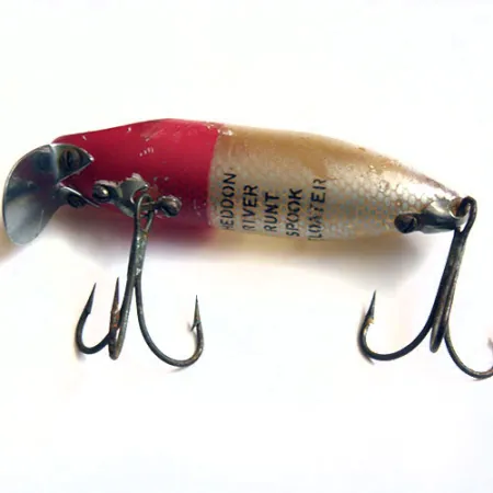 Vintage Heddon River Runt Spook, 2/5oz Red / White fishing lure #0187