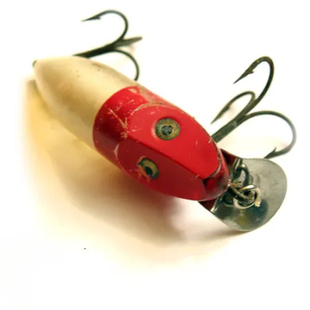 Vintage Heddon River Runt Spook, 2/5oz Red / White fishing lure #0187