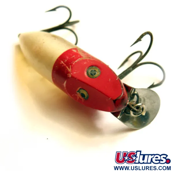 Vintage   Heddon River Runt Spook, 2/5oz Red / White fishing lure #0187