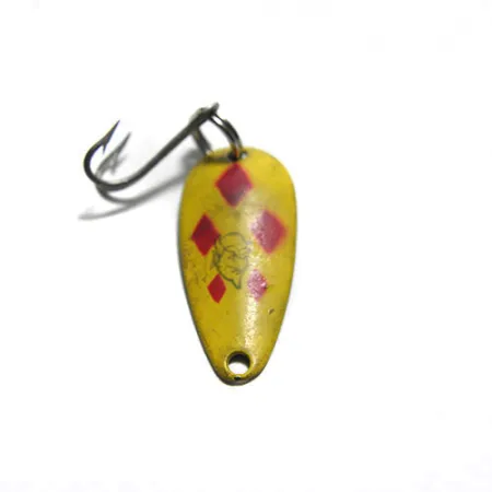 Vintage Dardevle Skeeter Eppinger, 1/32oz Yellow / Red Five of Diamonds fishing spoon #0190