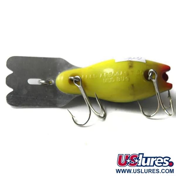 Vintage   Mud Bug Fred Arbogast, 1/3oz Green / Yellow / Gray fishing lure #0209