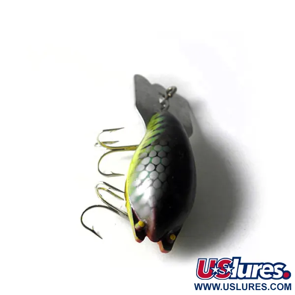 Vintage   Mud Bug Fred Arbogast, 1/3oz Green / Yellow / Gray fishing lure #0209