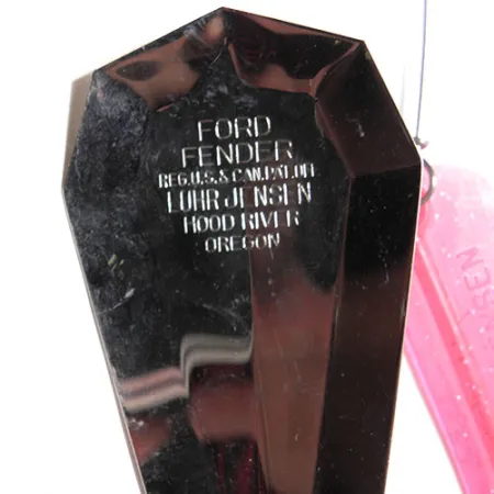 Vintage Luhr Jensen Ford Fender Lake Troll Troll Lure, 1oz Nickel / Pink fishing #0217